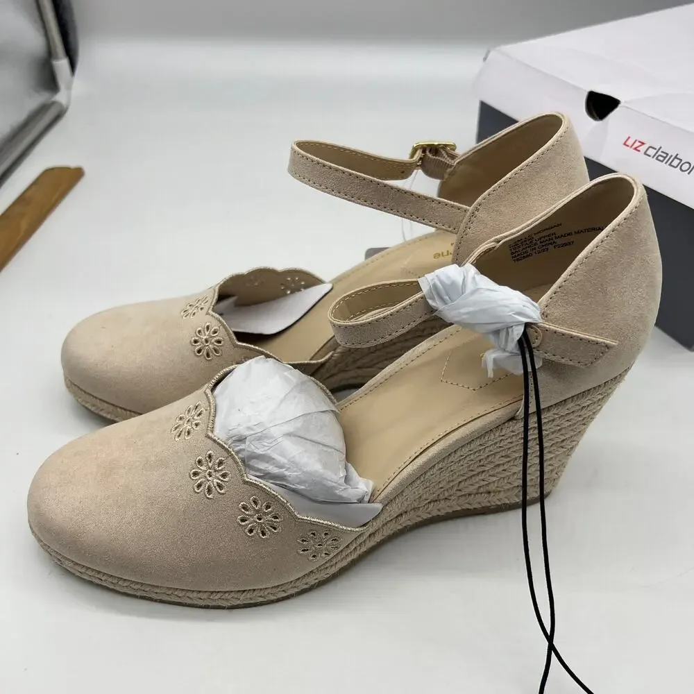 Liz Claiborne Morgan Women's Wedge Heels Cream Sand Size 9.5M
